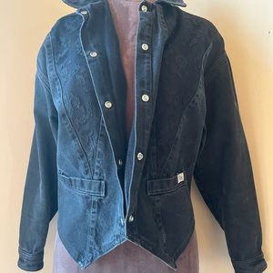 Vintage Black Denim and Lace Jacket